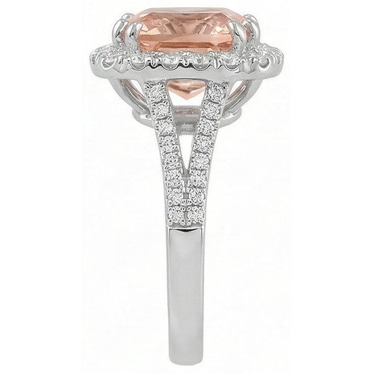 naturel cushion morganite 15.25carats bague vue de profil