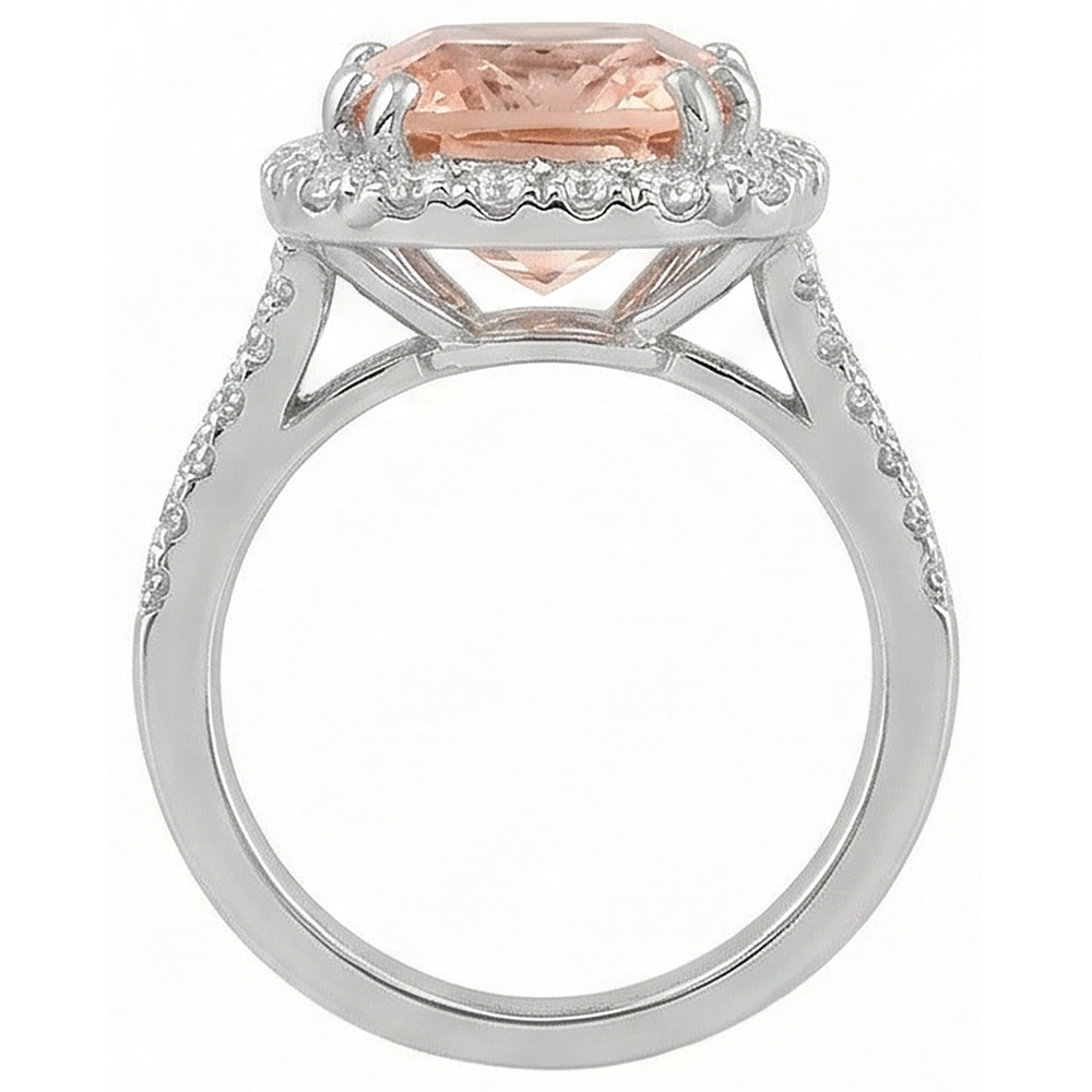 naturel cushion morganite 15.25carats bague sur blanc