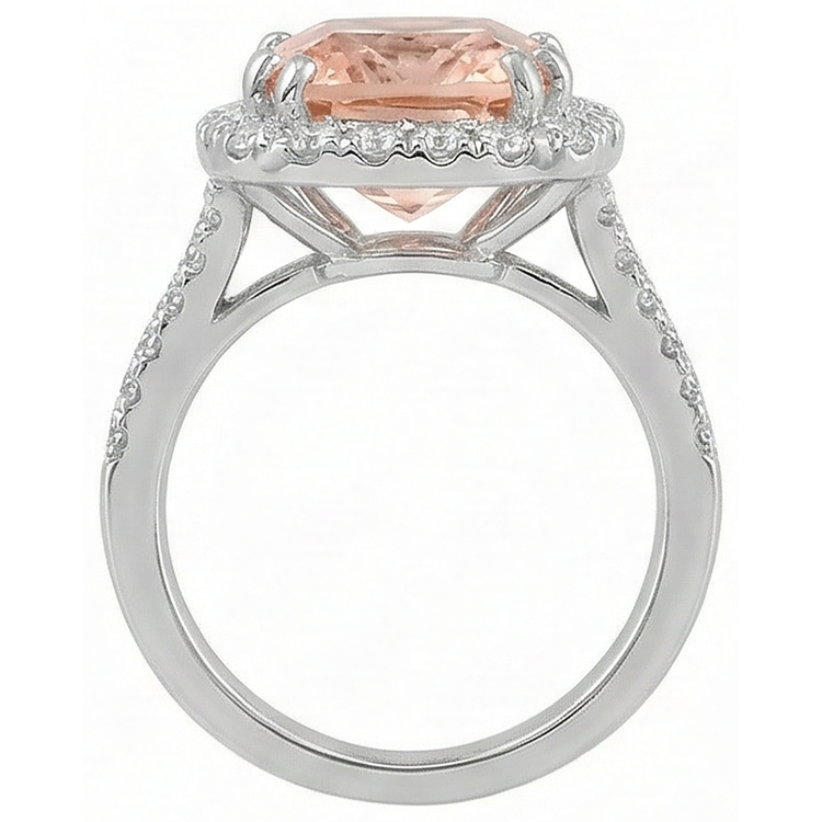 naturel cushion morganite 15.25carats bague sur blanc