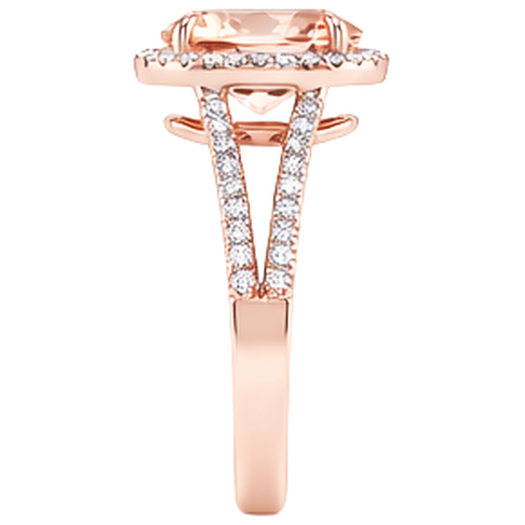 Bague Morganite ovale et ronde de 17.25 ct avec diamants en or rose