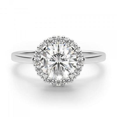 Bague Naturel Diamant Rond 2.90 Carats Or 14K Blanc