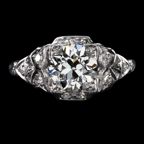 Bague Naturel Diamant Rond Taille Ancienne De Style Antique 3 Carats Filigrane En Or