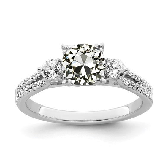 Bague Naturel Diamant Rond Taille Ancienne Double Rang Accents 3 Style Pierre 4.50 Carats
