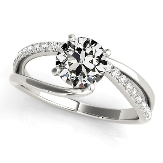 Bague Naturel Diamant Rond Taille Ancienne Griffe Split Tige 3.75 Carats