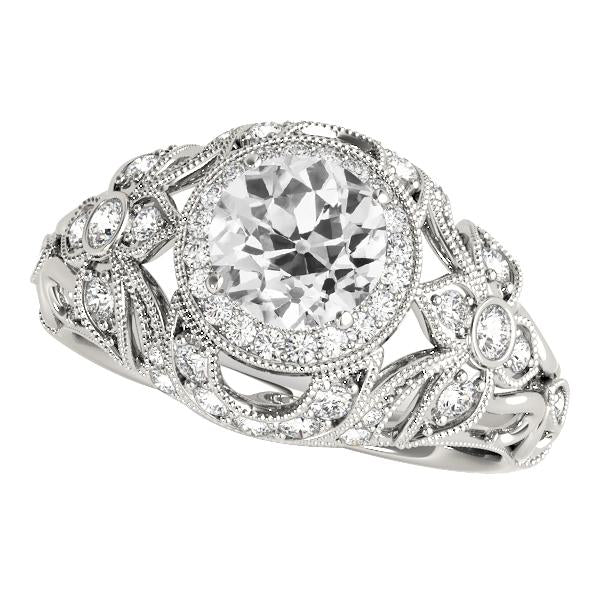 Bague Naturel Diamant Rond Vieux Miner Style Antique Millgrain 4 Carats