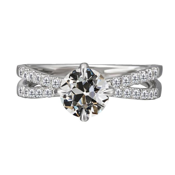 Bague Naturel Diamant Rond Vieux mineur Prong Split Tige 5 Carats