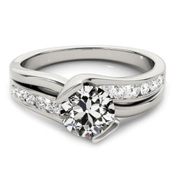 Bague Naturel Diamant Taille Ancienne Aine Ronde Sertie Barre Torsadée 3,50 Carats