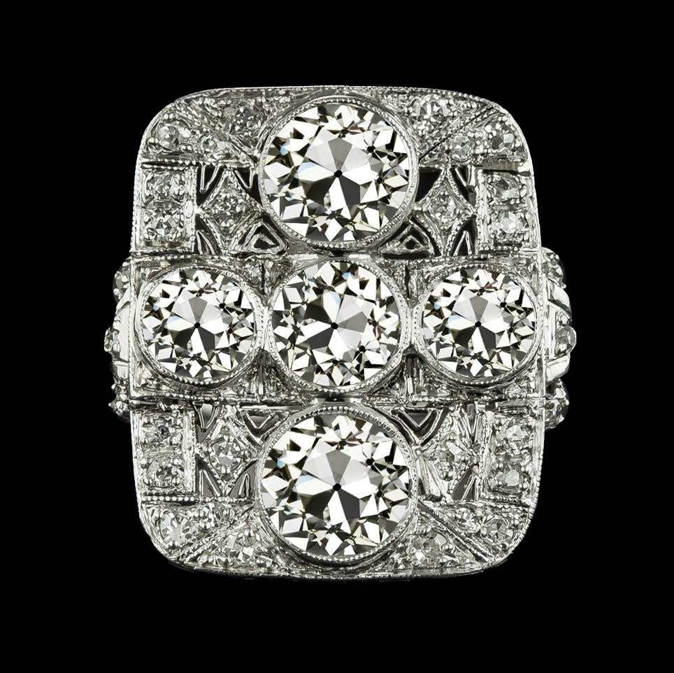 Bague Naturel Diamant Taille Ancienne Mine Style Antique 9 Carats Tige Millegrain