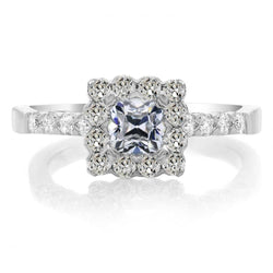 Bague Naturel Diamant Taille Coussin Halo Style Fleur 6.50 Carats