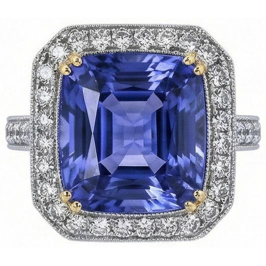 naturel round tanzanite 4.25carats bague angle de côté