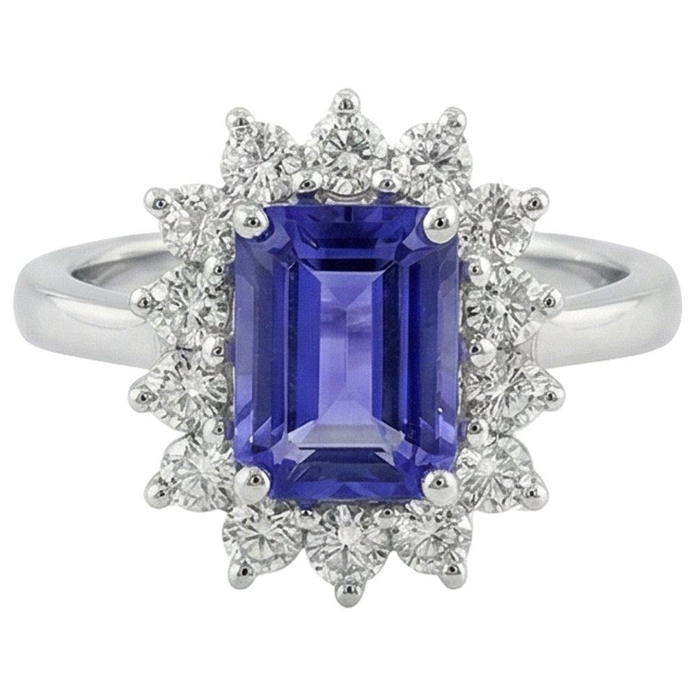 naturel radiant tanzanite 10.75carats bague angle de côté