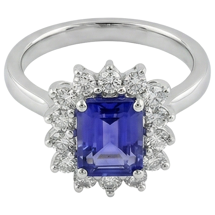 naturel radiant tanzanite 10.75carats bague détail rapproché