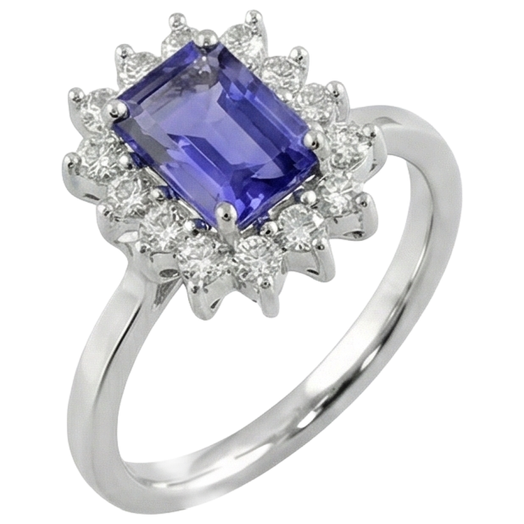 naturel radiant tanzanite 10.75carats bague vue de dessus