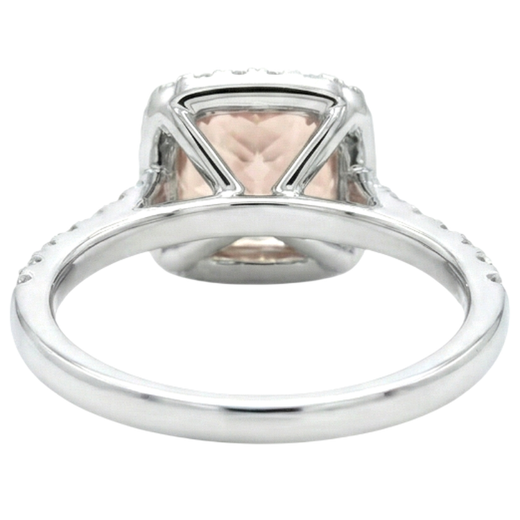 Bague Or Blanc 14K 11 Ct Coussin Morganite Et Diamants Naturels Extraits des Mines ( et non cultivés en laboratoire ) Neuf