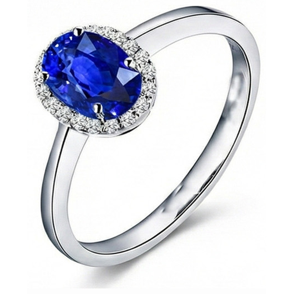 naturel oval diamant 2.30carats bague angle de côté