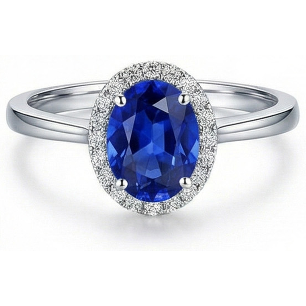 naturel oval diamant 2.30carats bague vue de face