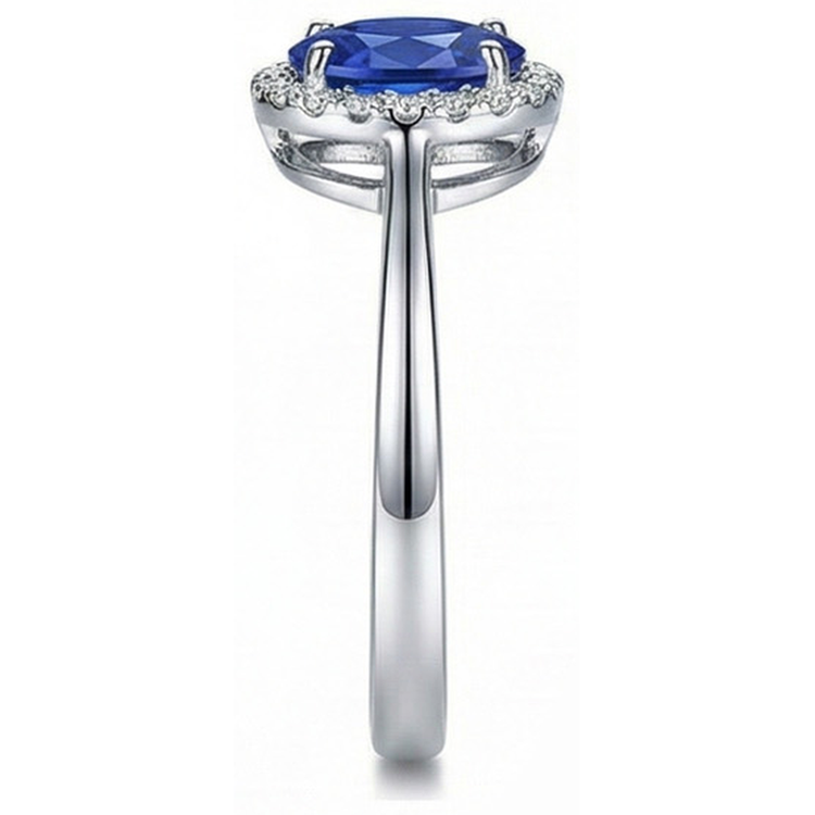 naturel oval diamant 2.30carats bague vue de profil