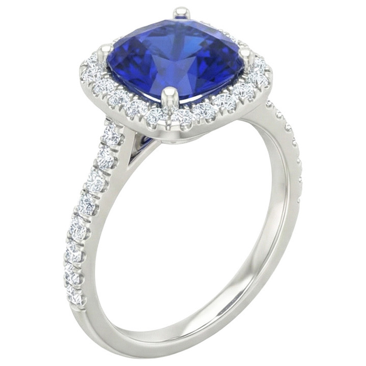 naturel cushion diamant 2.45carats bague détail rapproché