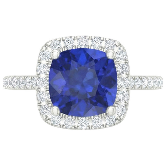 naturel cushion diamant 2.45carats bague angle de côté