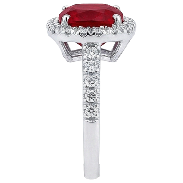 naturel cushion rubis 4carats bague vue de profil