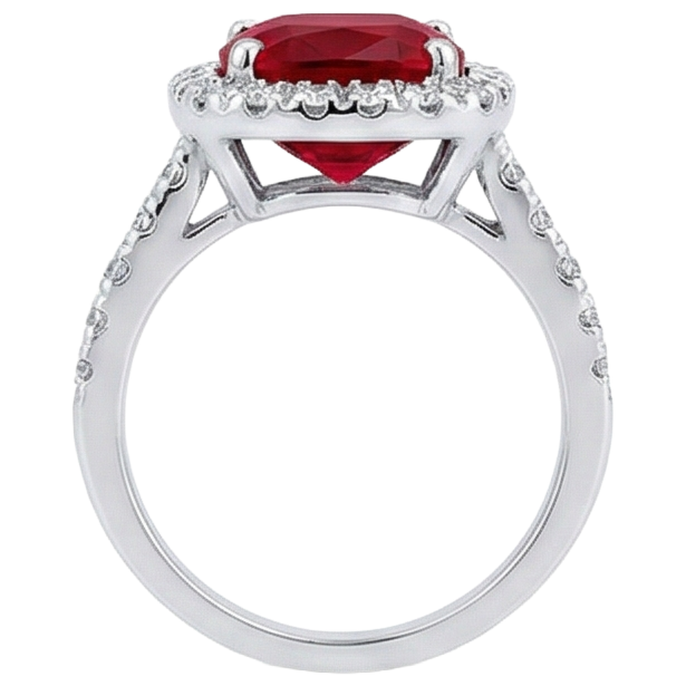 naturel cushion rubis 4carats bague sur blanc