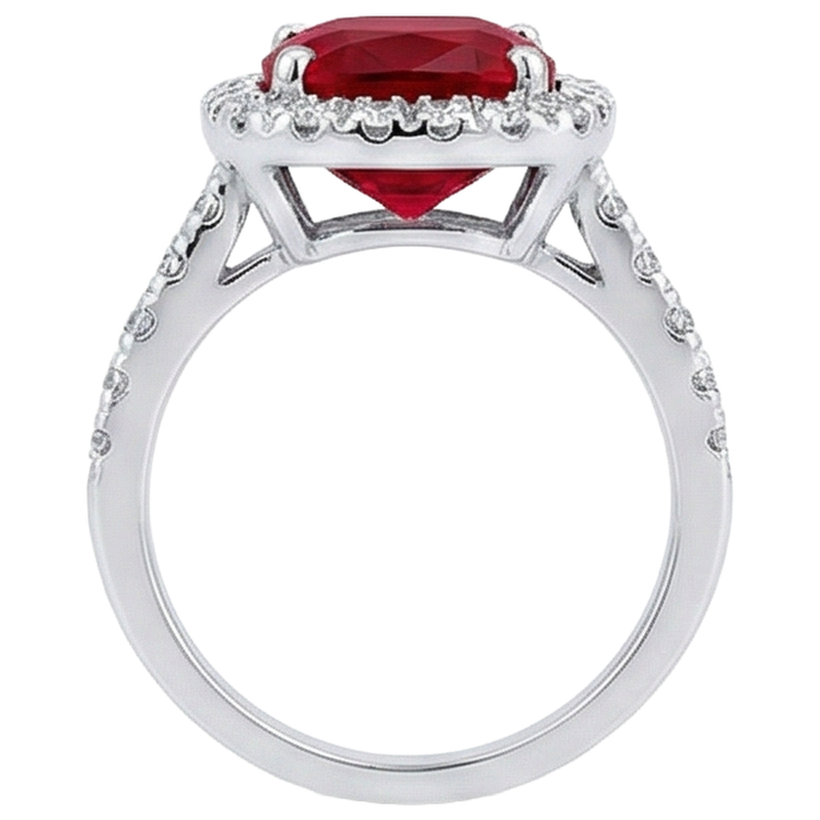naturel cushion rubis 4carats bague sur blanc