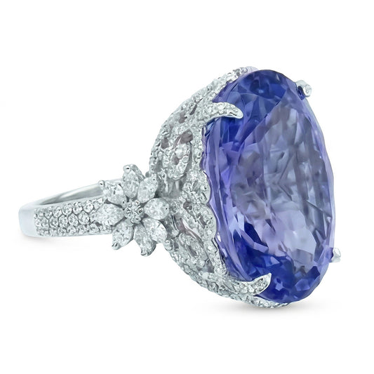 Bague Or Blanc 14K Coussin Saphir Ceylan Diamant Naturels Extraits des Mines ( et non cultivés en laboratoire ) 6 Carats