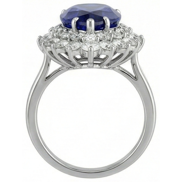 naturel pear tanzanite 3.75carats bague sur blanc
