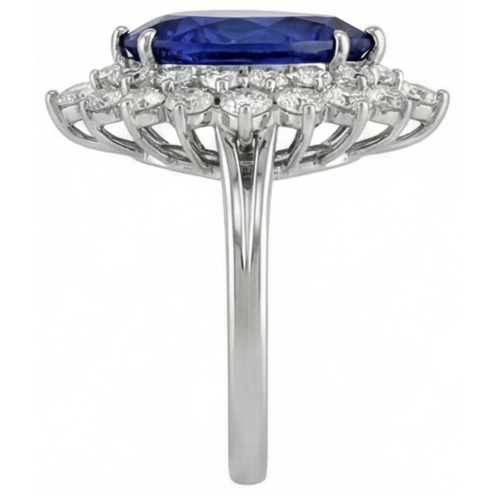naturel pear tanzanite 3.75carats bague avec accents diamants
