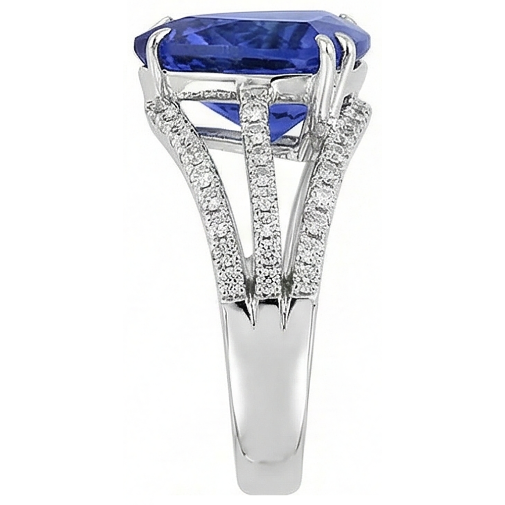 naturel trillion tanzanite 6carats bague sur blanc