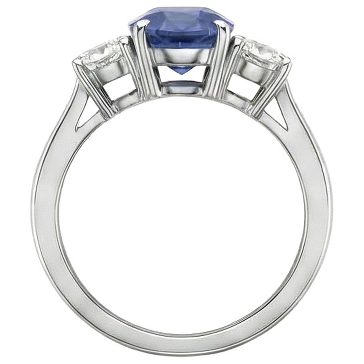 naturel round saphir 3.50carats bague vue de profil