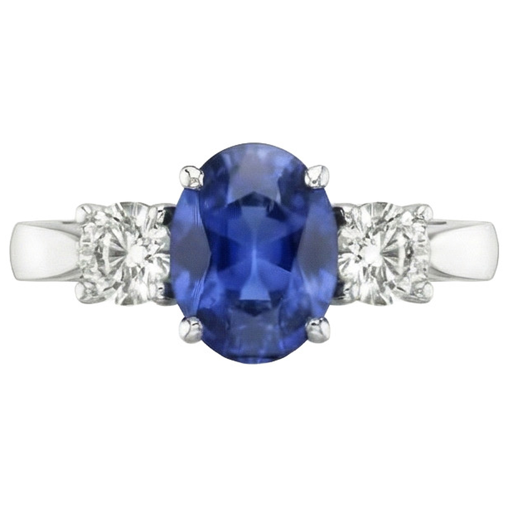 naturel round saphir 3.50carats bague angle de côté