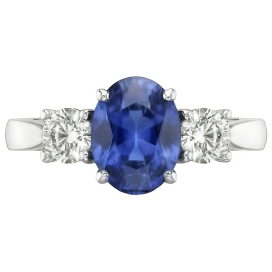 naturel round saphir 3.50carats bague angle de côté