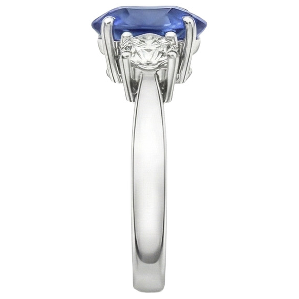 naturel round saphir 3.50carats bague vue de dessus