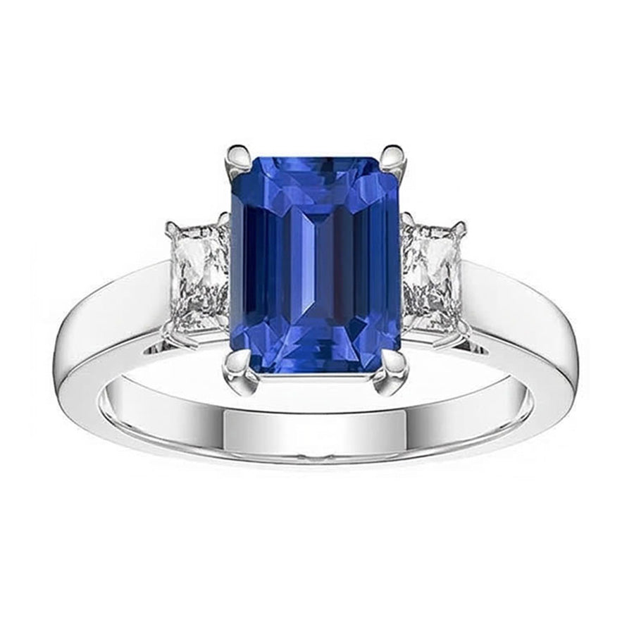 naturel radiant saphir 2.75carats bague vue de profil
