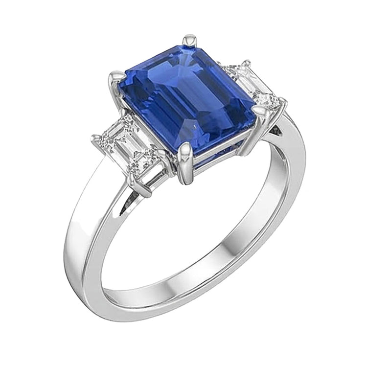 naturel radiant saphir 2.75carats bague angle de côté