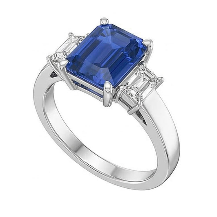 naturel radiant saphir 2.75carats bague vue de dessus