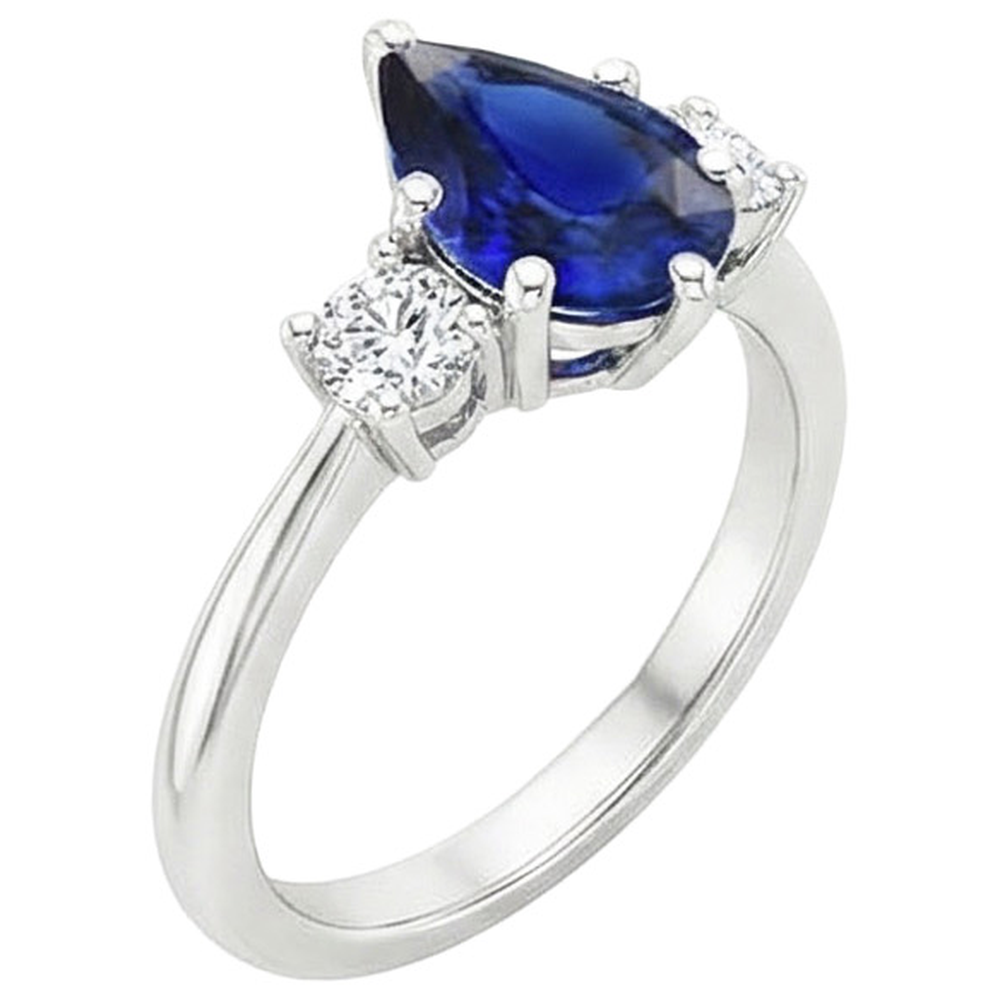 naturel pear diamant 3.50carats bague détail rapproché