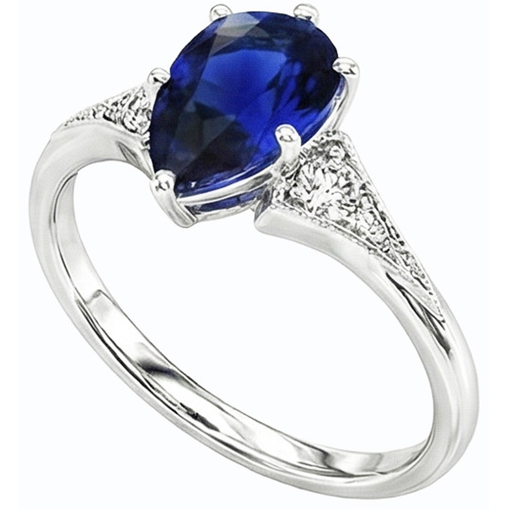 naturel pear diamant 1.75carats bague vue de face