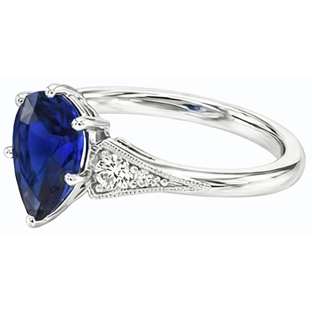 naturel pear diamant 1.75carats bague vue de profil