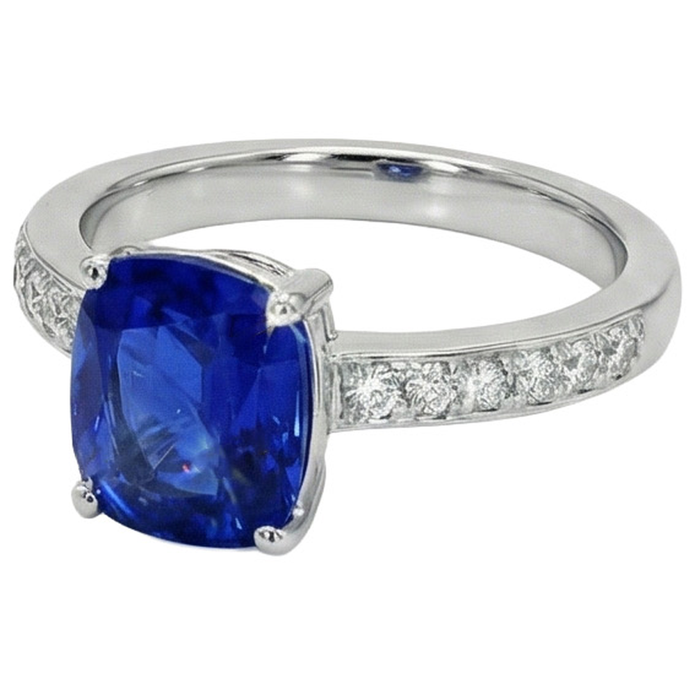 naturel round saphir 6carats bague vue de face