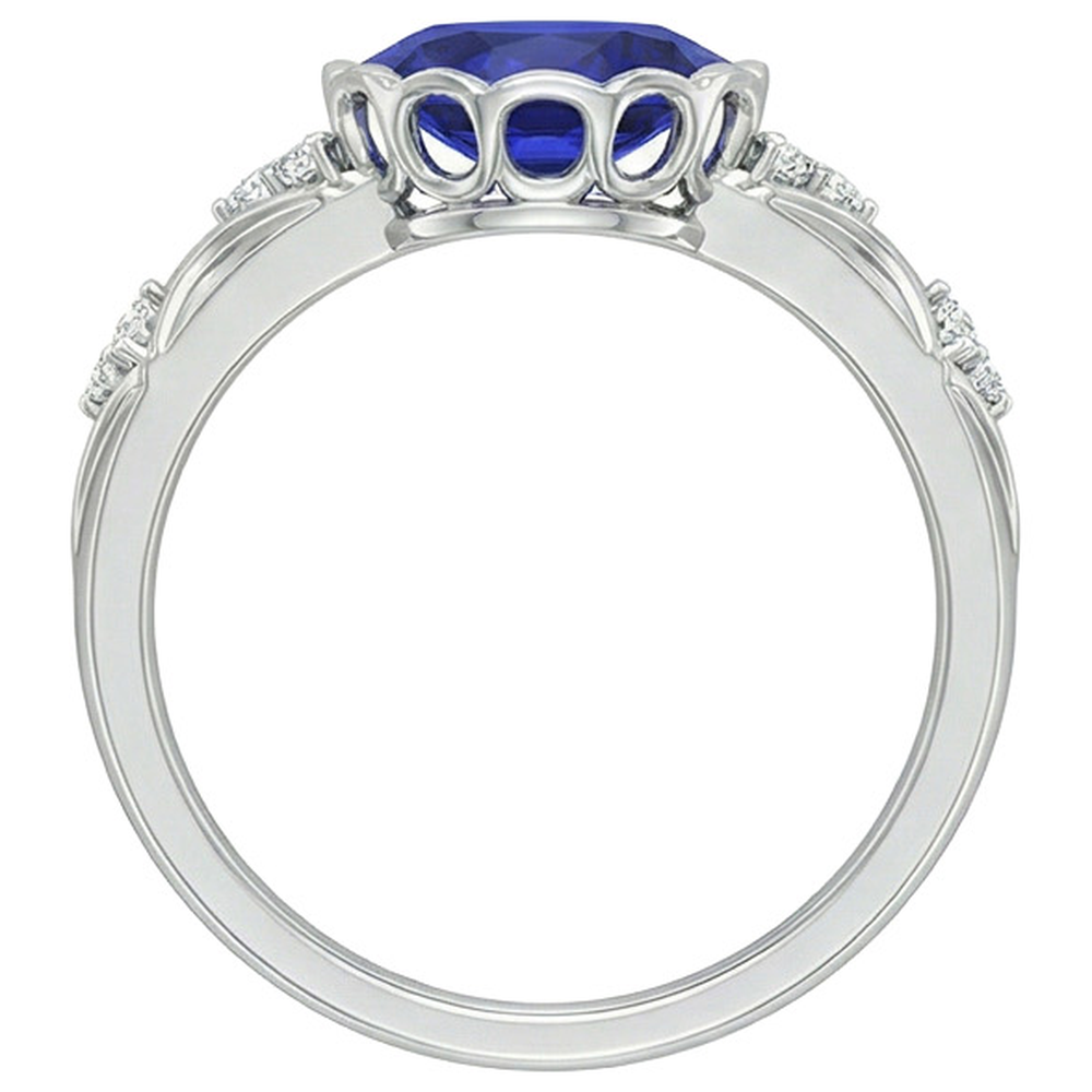 naturel oval saphir 3.75carats bague angle de côté