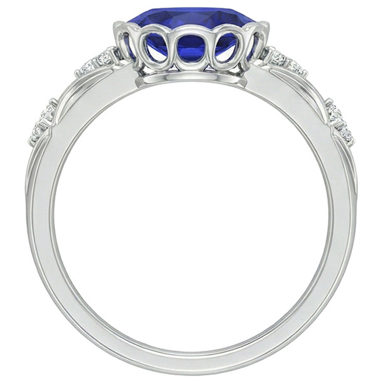 naturel oval saphir 3.75carats bague angle de côté