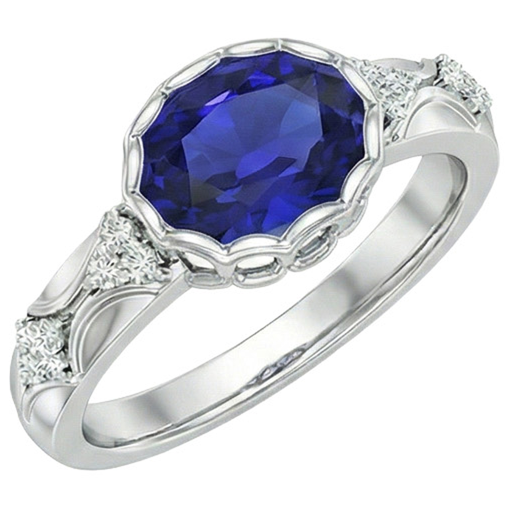 naturel oval saphir 3.75carats bague détail rapproché