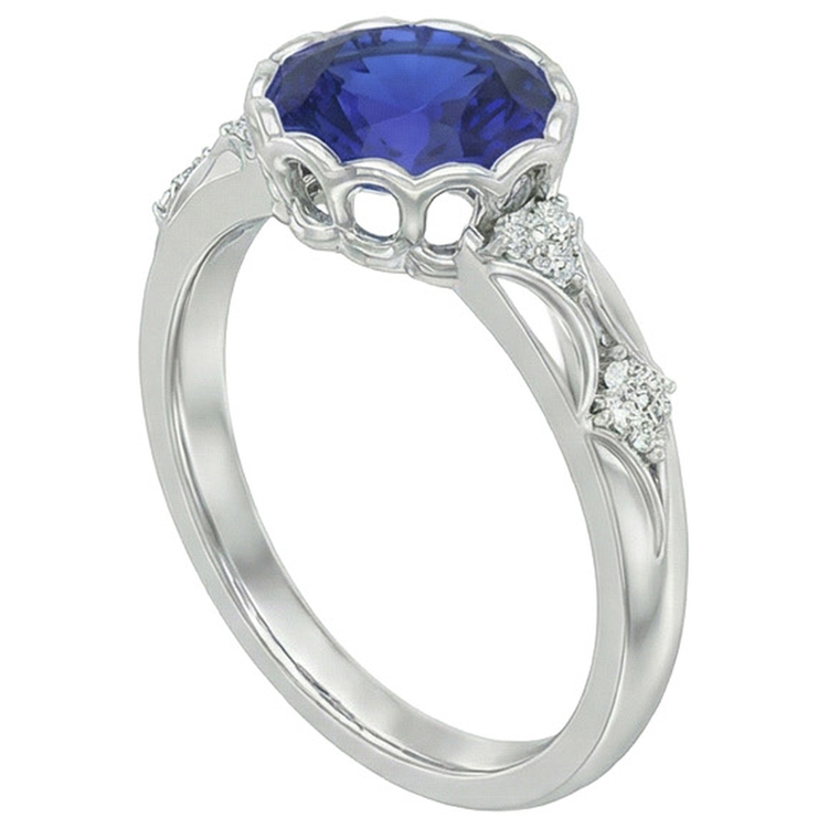 naturel oval saphir 3.75carats bague vue de dessus