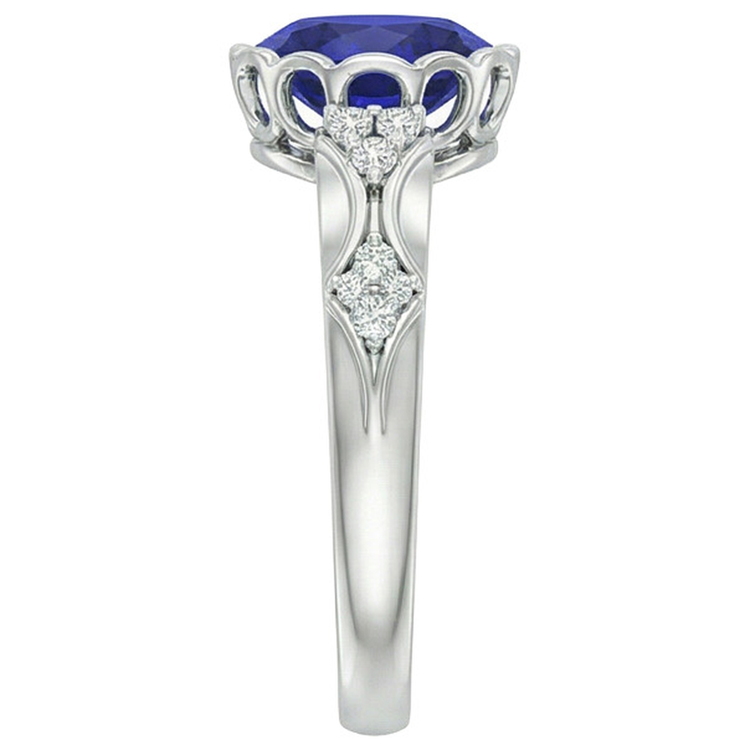 naturel oval saphir 3.75carats bague vue de profil