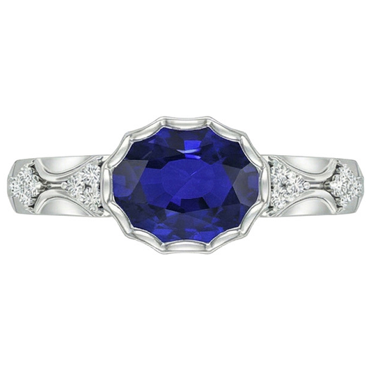 naturel oval saphir 3.75carats bague sur blanc
