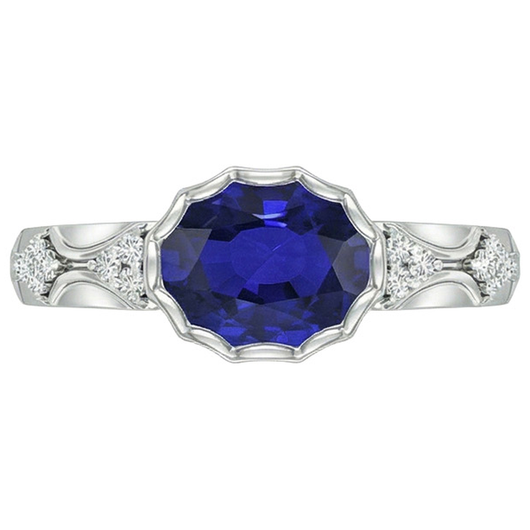 naturel oval saphir 3.75carats bague sur blanc