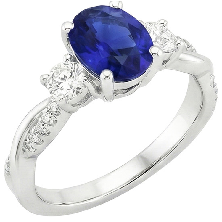 naturel oval diamant 6.50carats bague angle de côté