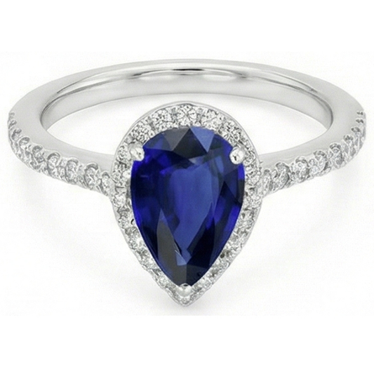 naturel pear diamant 3.50carats bague angle de côté